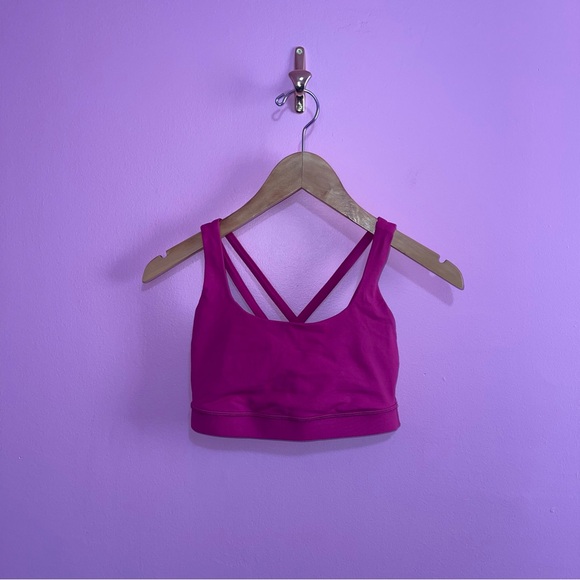 Lululemon Energy Bra Women's Size 4 US Dark Pink Sports Bra Medium Support - Picture 2 of 8